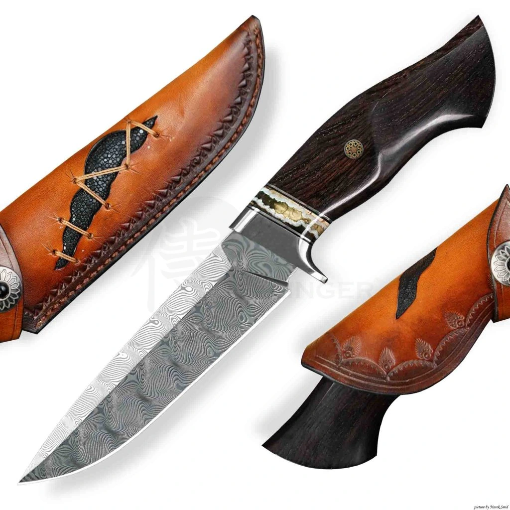 Damaškový nůž Dellinger Classic Ebony, 110 vrstev, mamutí fosilie