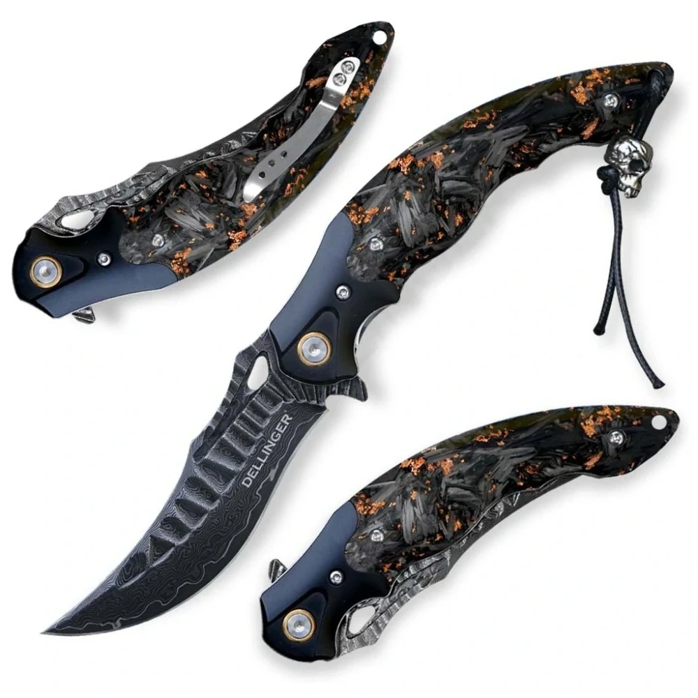Zavírací nůž Dellinger Damascus Meisel, ocel VG-1.