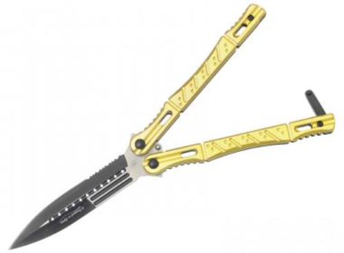 Nůž motýlek Albainox 36232 žlutý.