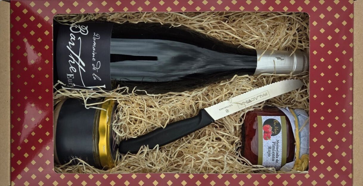 Vánoční dárek s vlastním gravírováním (nůž, víno, delikatesy) - černý