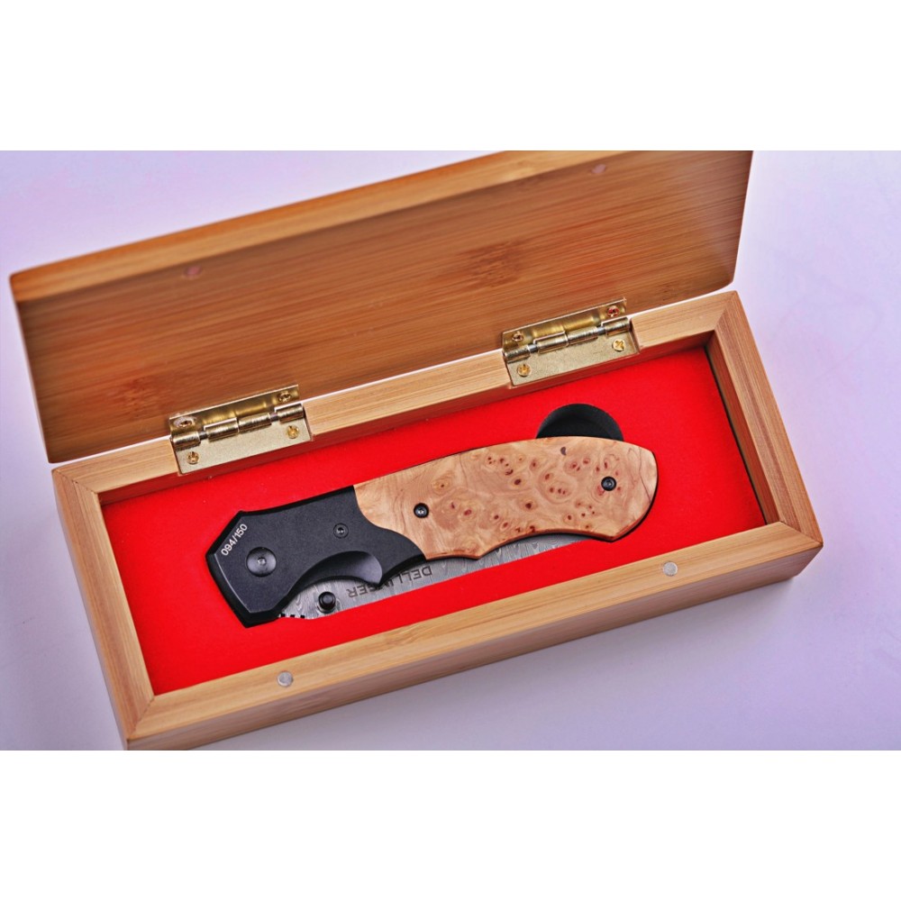 Lovecký zavírací damaškový nůž Dellinger Hunter Poplar Burl..